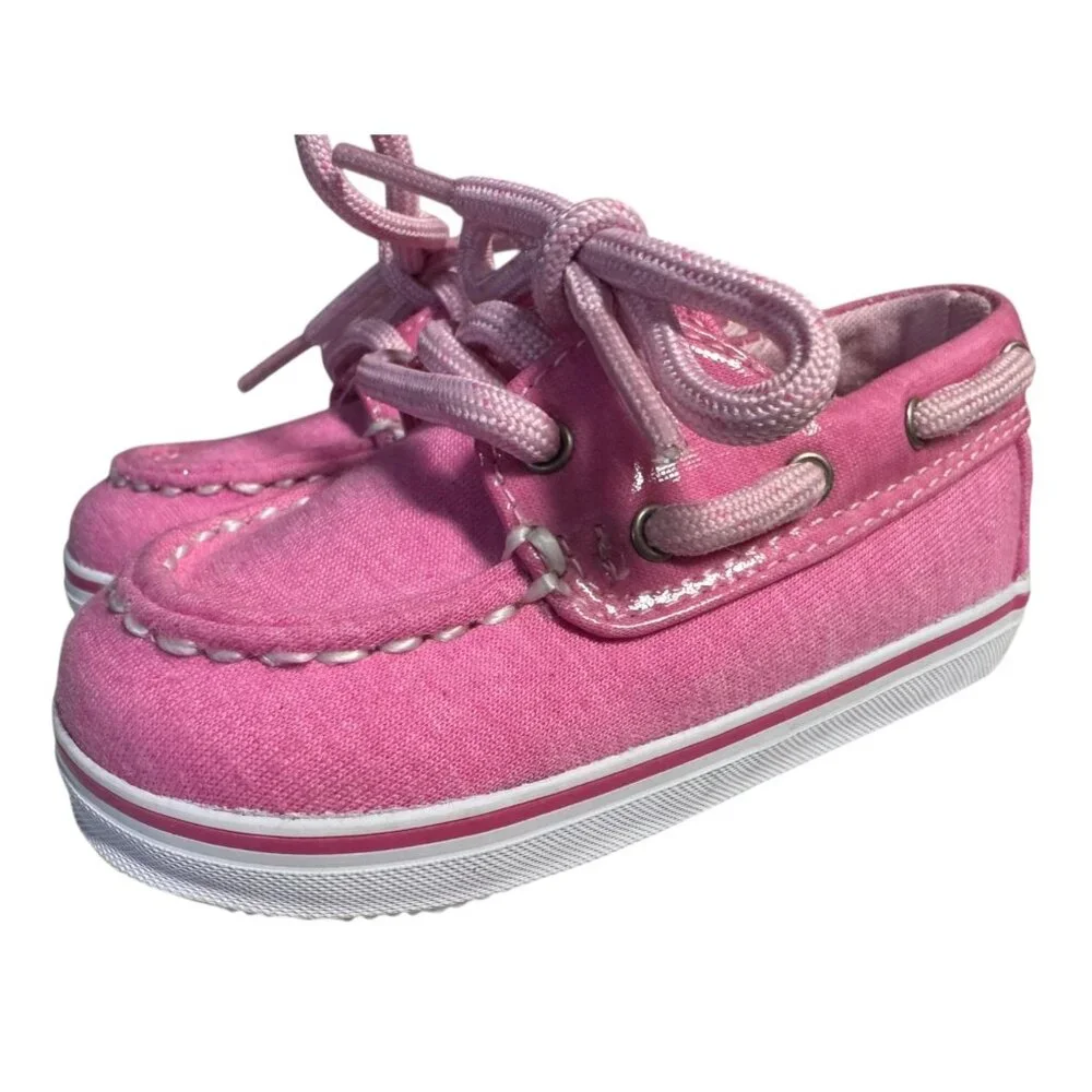 Sperry Toddler Girls Pink Canvas Boat Shoes Size‎ 3M